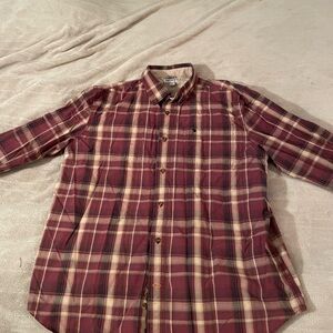 Carhartt Men's Burgundy Plaid Button-Down Shirt